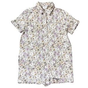 Storia Women's Floral Print Romper, Size M - Collared, Short Sleeve, Button-Up